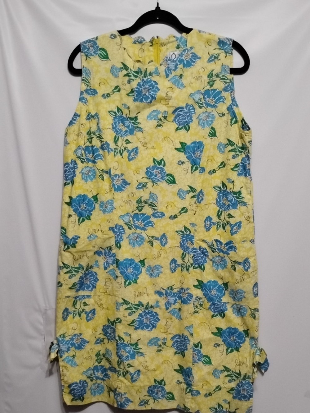 Vintage Lilly Pulitzer Yellow Floral Sleeveless Dress with Blue Roses